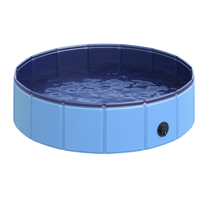 Foldable Pet Swimming Pool in Blue - 80 cm Diameter for Dogs & Cats - Portable Outdoor Bathing Tub for Pets