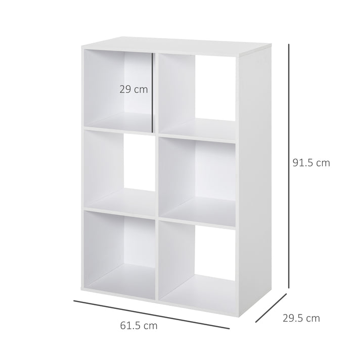 3-Tier 6-Cube Storage Organizer - Particle Board Cabinet Bookcase with Shelving - Ideal for Home Office Organizing and Decor in White