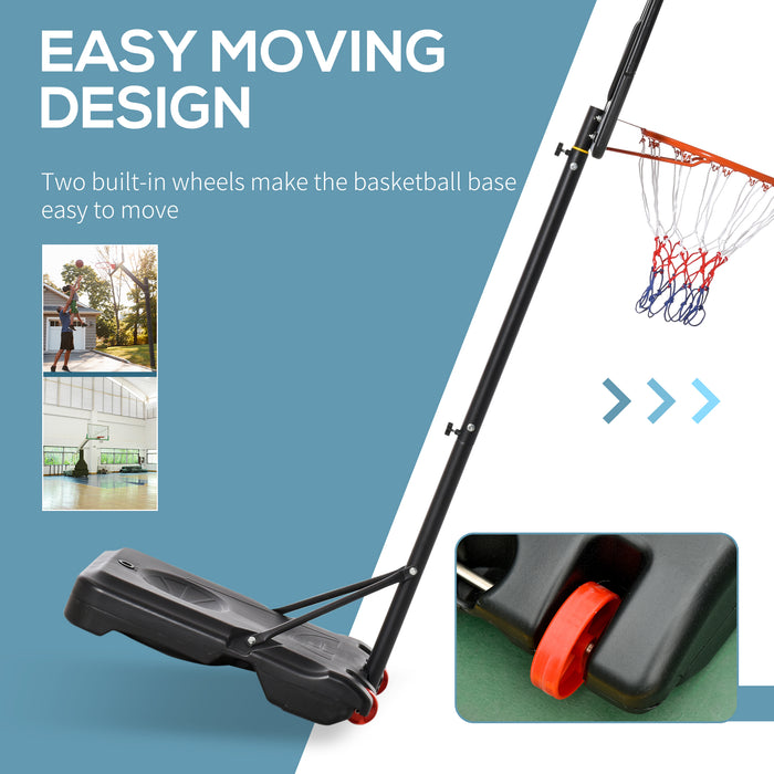 Portable Basketball Hoop Stand - Adjustable Height 160-210cm, Sturdy Rim with Net, Large Wheels for Stability - Ideal for Outdoor Basketball Fun for All Ages