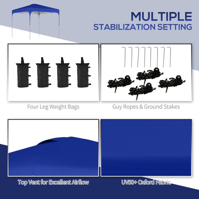 Pop Up Gazebo 3x3m - Height Adjustable, Foldable Canopy Tent with Carry Bag and Wheels - Includes 4 Leg Weight Bags, Perfect for Outdoor Events, Blue