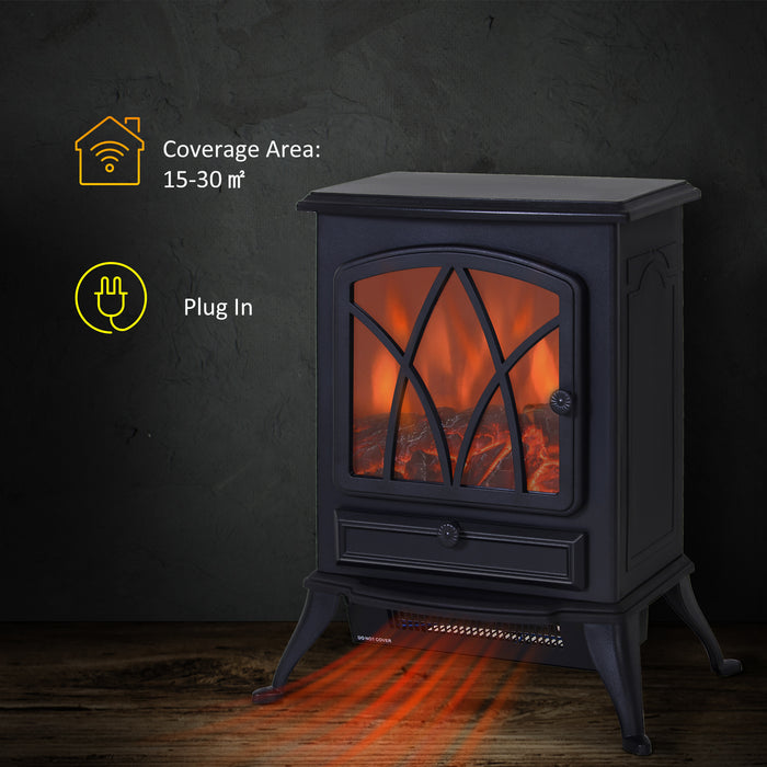 Electric Fireplace Heater with Fan - 2000W/1000W Free Standing Stove, Log Flame Effect, Dual Heat Settings - Ideal for Cozy Indoor Spaces and Home Warming