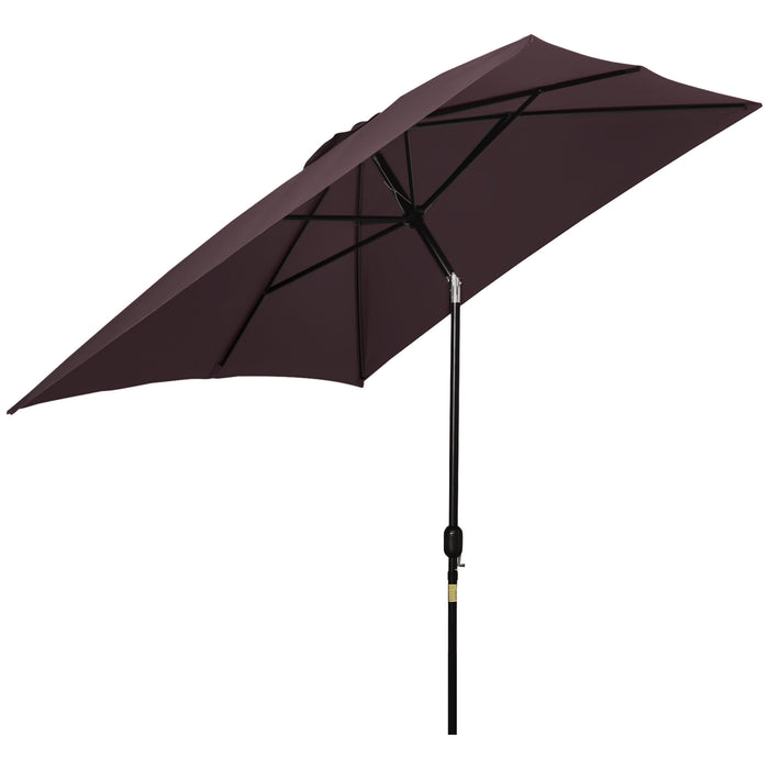 Rectangular Patio Umbrella Parasol - Durable Outdoor Garden Canopy with Sun Shade Protection and Easy Tilt Crank - Ideal Shelter for Backyard Leisure and Entertaining