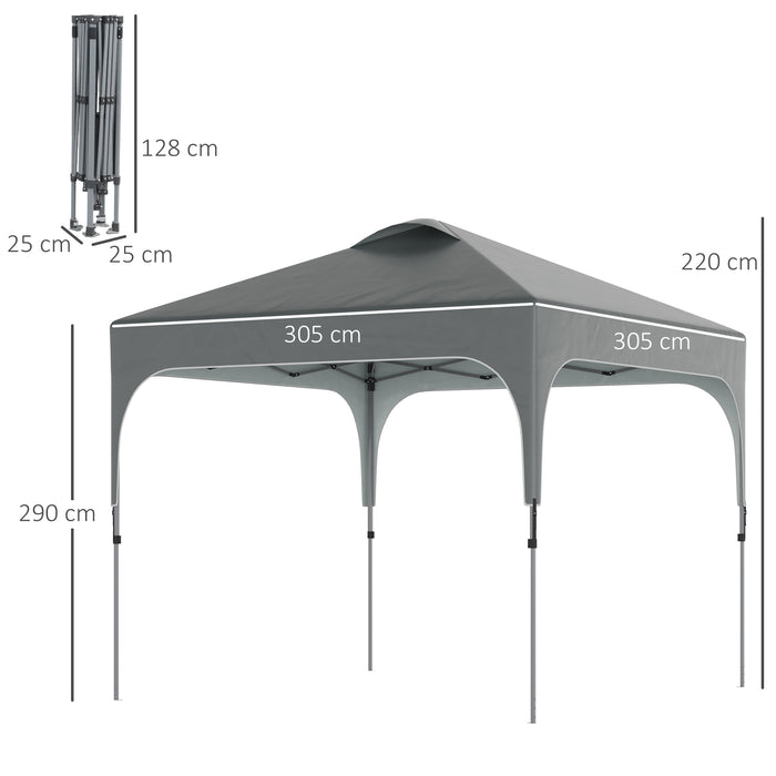 Foldable 3x3m Pop-Up Gazebo - Outdoor Canopy Tent with Wheeled Carry Bag & Weight Bags - Ideal for Garden Patio Party, Dark Grey