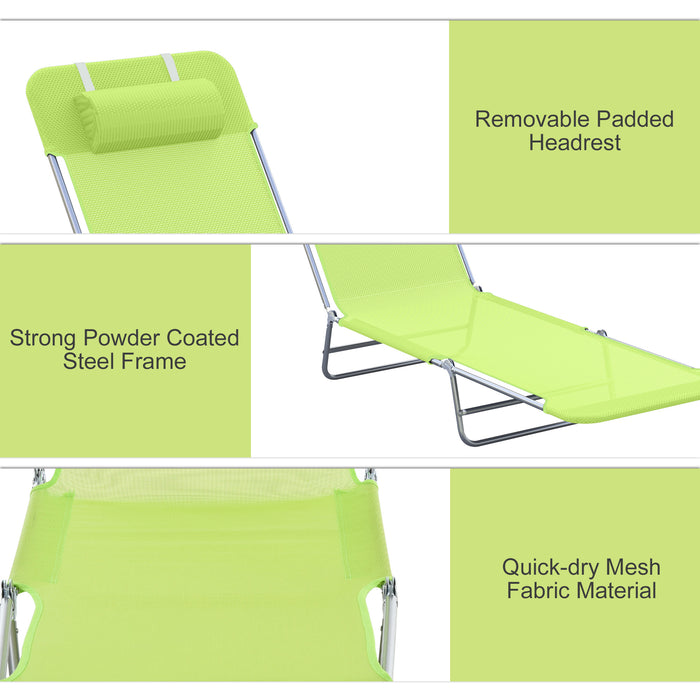 Adjustable Green Sun Bed Chair - Garden Lounger Recliner with Relaxation Features - Ideal for Patio and Outdoor Comfort