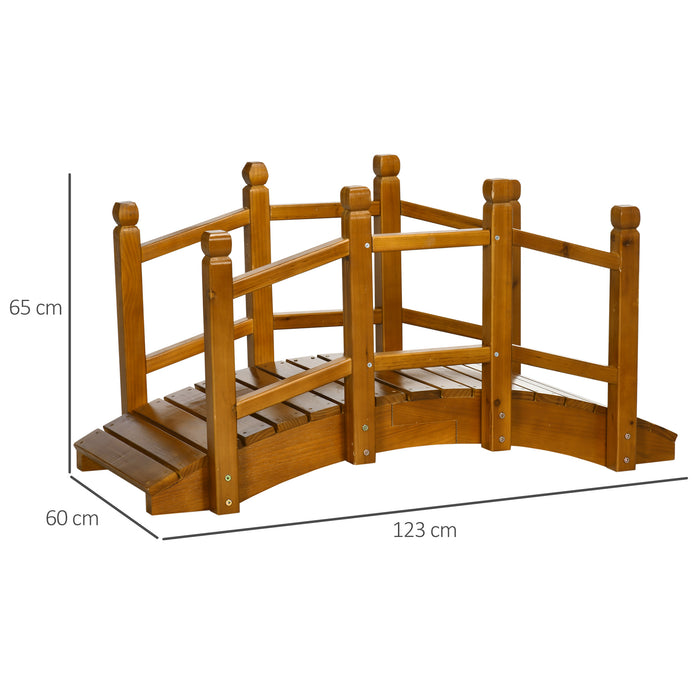 Garden Arc Footbridge with Safety Handrails - Sturdy Wooden Construction, Perfect for Pond and Stream Crossing - Enhances Backyard Landscape Decor