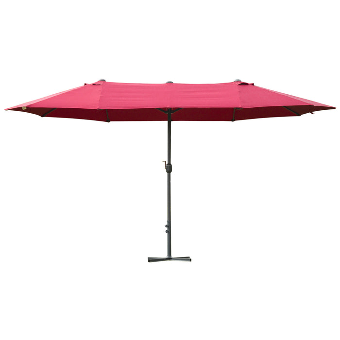 Double-Sided 4.6m Garden Parasol - Patio Sun Shelter and Market Umbrella with Canopy Shade, Wine Red - Perfect for Outdoor Relaxation and UV Protection