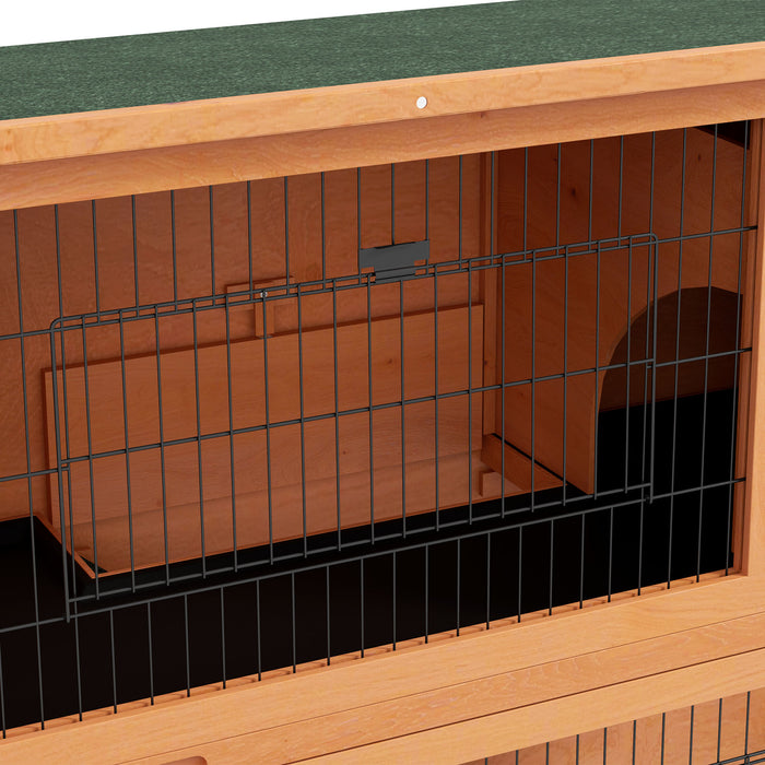 Antiseptic Wooden Rabbit Hutch with Spacious 2-Tier Design - Safe Outdoor Shelter and Run for Small Animals, 92cm - Ideal Home for Pet Rabbits and Small Pets, Vibrant Orange