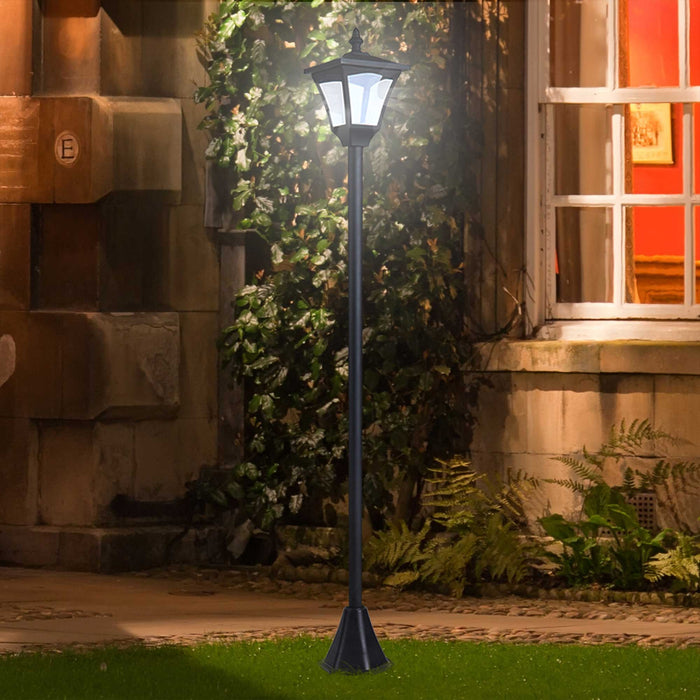 Outdoor Solar LED Post Lamp - Dimmable Sensor Lantern, 1.2M Bollard Pathway Light in Black - Ideal for Garden and Driveway Illumination