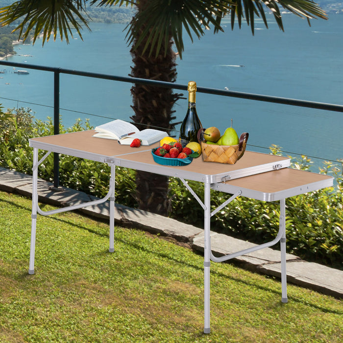 Aluminium 4ft MDF-Top Portable Table - Durable Folding Outdoor Event Furniture, Silver - Ideal for Picnics, Camping, & Tailgating