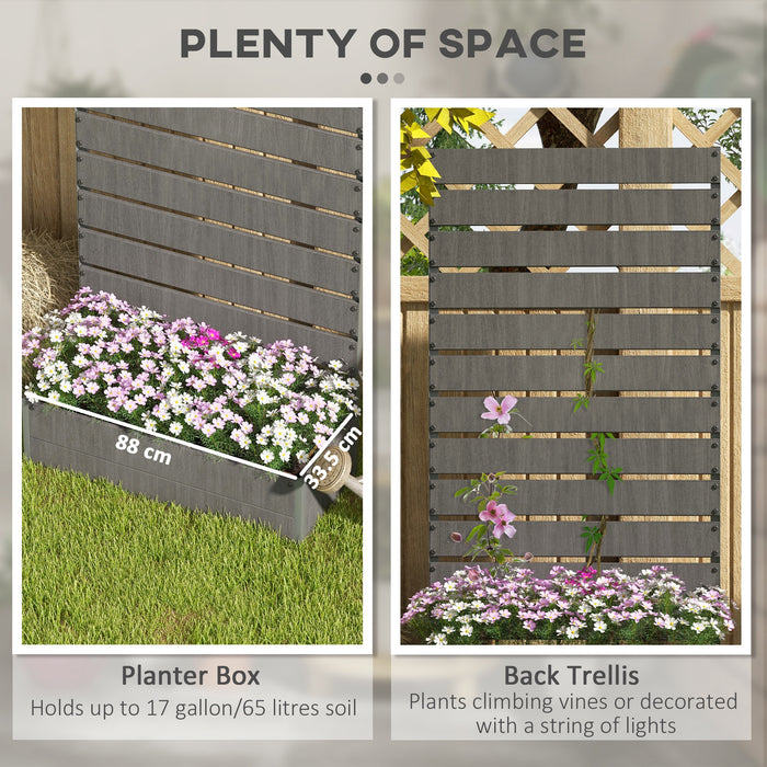 Raised Garden Bed with Trellis - Sturdy Planter Box for Climbing Plants & Vines, Includes Drainage Gap - Ideal for Outdoor Gardening in Dark Grey