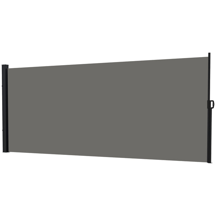 Retractable Side Awning Model X120 - Outdoor Privacy Screen for Garden, Hot Tub, Balcony, Terrace, Pool, 400x180cm in Dark Grey - Provides Secluded Space & Sun Protection