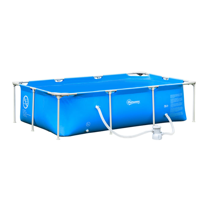 Above Ground Steel Frame Pool Set - Rust-Resistant Structure with Filter Pump & Cartridge, Reinforced Sidewalls, 252x152x65 cm in Blue - Ideal for Family Outdoor Swimming and Fun