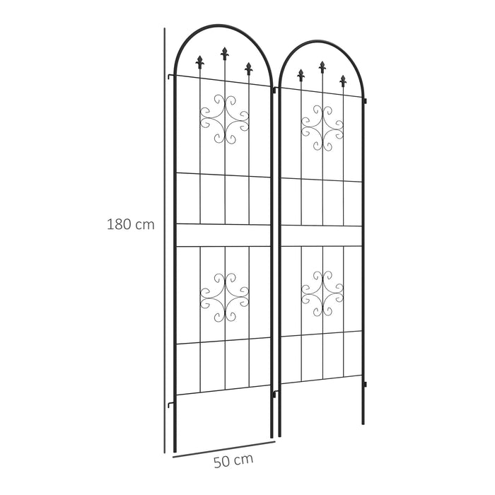 Garden Trellis Metal Set of 2 - Climbing Plant Support Frames with Arrow Design - Ideal for Vines & Garden Decoration