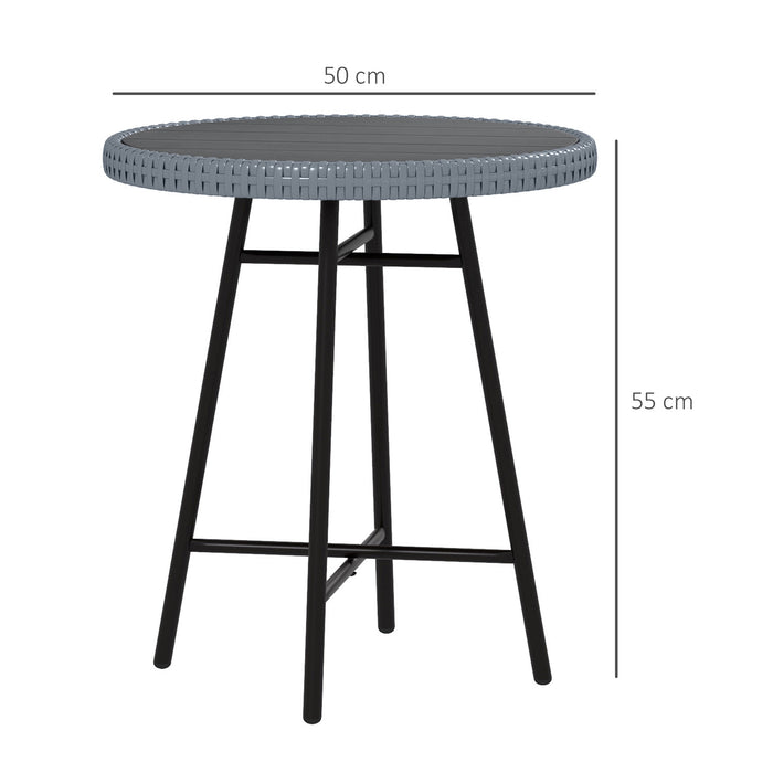 PE Rattan Outdoor Side Table - Durable Grey Weather-Resistant Accent Furniture - Ideal for Patio & Garden Spaces