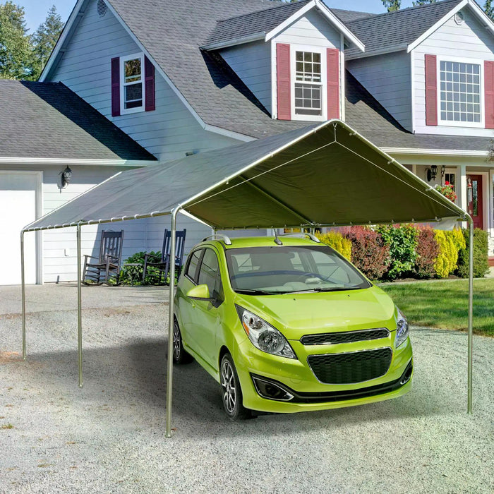 Heavy Duty 3x6m Galvanized Steel Car Shelter - Outdoor Carport Garage with UV and Water Resistant Canopy - Sturdy Protection for Vehicles, Grey