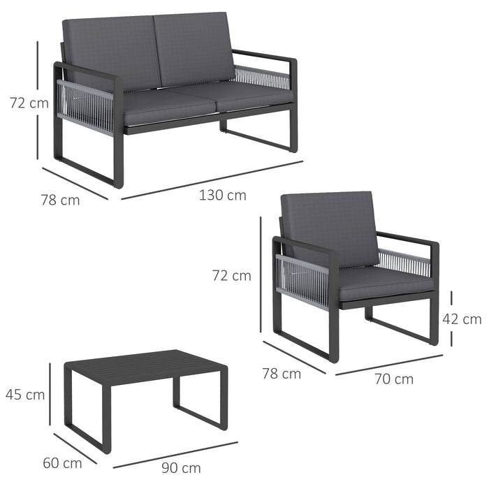 Aluminum 4-Piece Patio Dining Set - Weather-Resistant Outdoor Furniture with Cushions - Ideal for Garden Entertaining and Family Meals