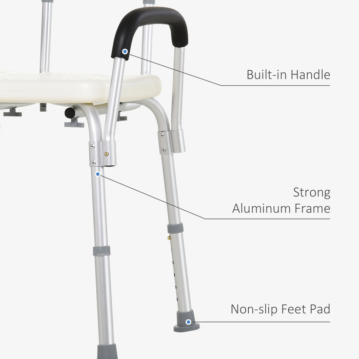 Ergonomic Adjustable Bath Seat - Shower Bench with Back Support and Armrests - Safety and Comfort for Elderly and Disabled