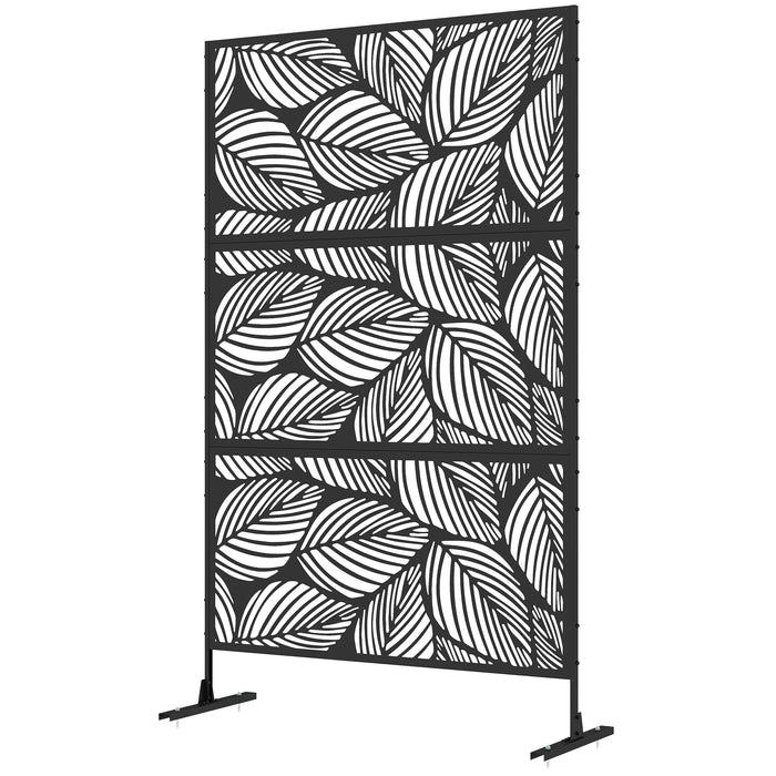 Black Leaf Metal Decorative Privacy Screen - Elegant Outdoor Divider and Garden Partition - Ideal for Patio, Balcony Privacy & Decor