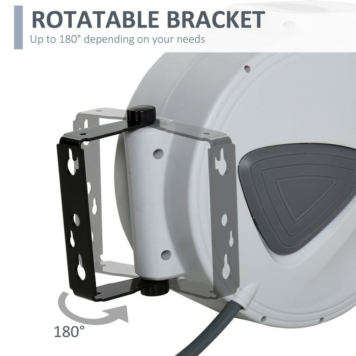 Retractable 15m + 1.4m Air Hose Reel with 9.5mm Diameter - Auto Rewind Wall-Mounted Hose Reel, 1/4" BSP Hose Connector - Ideal for Workshops and Garages