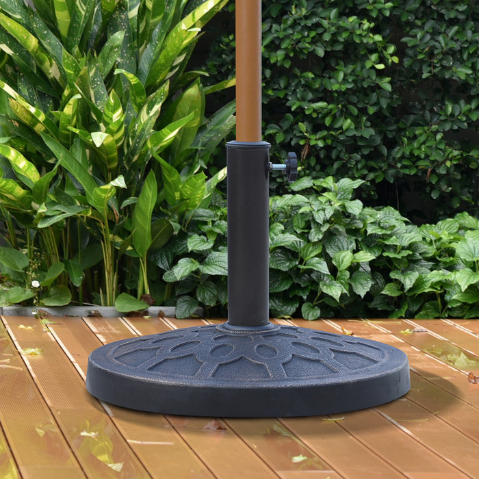 Resin Umbrella Stand - Heavy-Duty 13kg Garden Parasol Base, Fits 38mm & 48mm Poles, Bronze Tone - Outdoor Umbrella Holder for Patio Stability