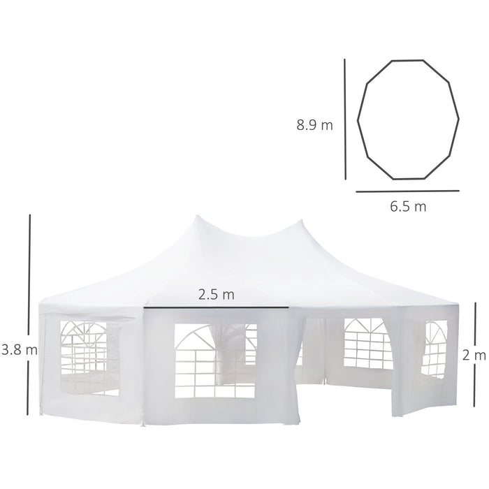 Waterproof Marquee Canopy 8.9x6.5m - Durable Outdoor Event Shelter in White - Ideal for Weddings and Garden Parties