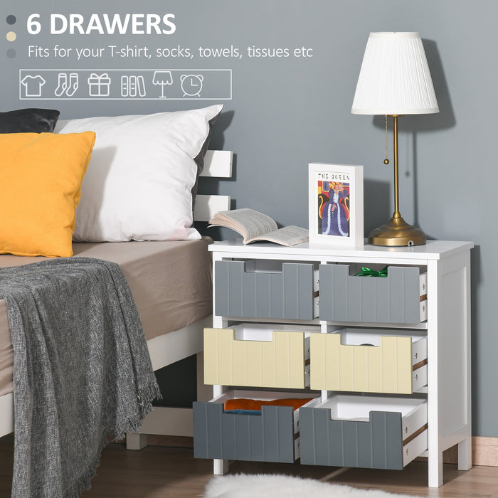 6-Drawer Storage Tower - Wooden Top Dresser Chest, Bedroom Closet Organizer - Ideal for Nursery, Hallway & Living Spaces