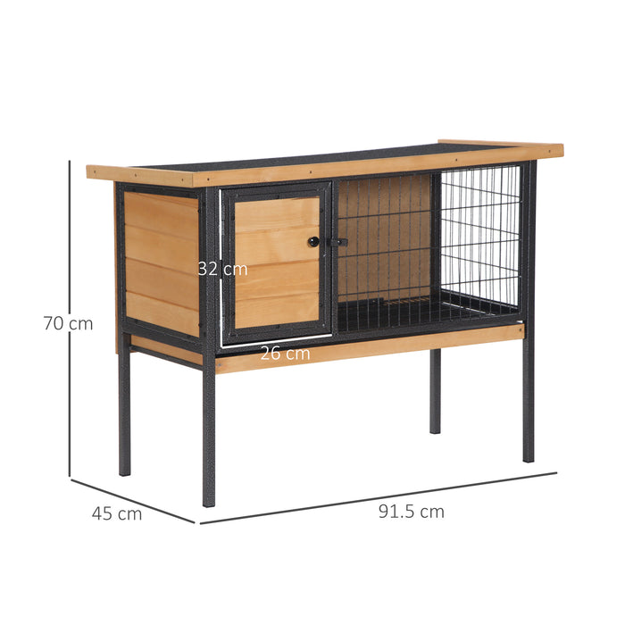 Elevated Wooden Hutch for Guinea Pigs and Bunnies - Outdoor Pet Cage with Slide-Out Tray, Lockable Door, and Openable Roof - Durable Small Animal Shelter for Secure & Easy Cleaning