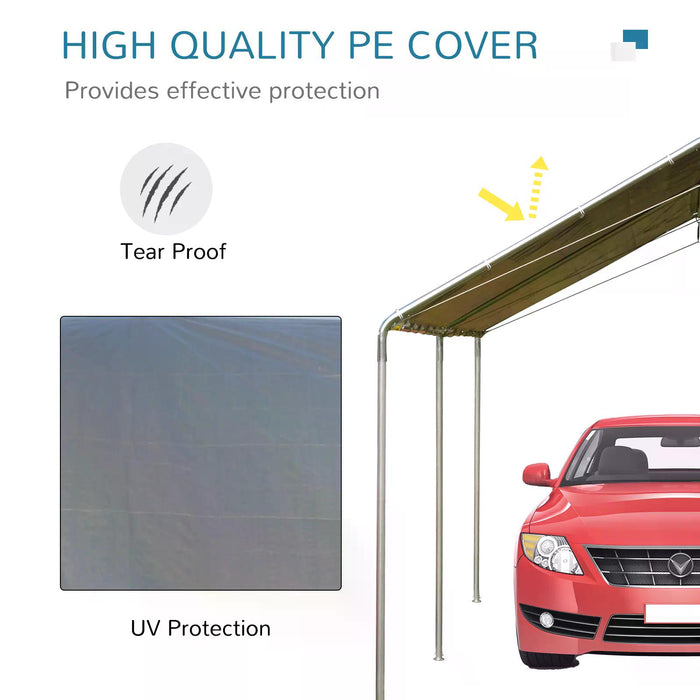 Heavy Duty 3x6m Galvanized Steel Car Shelter - Outdoor Carport Garage with UV and Water Resistant Canopy - Sturdy Protection for Vehicles, Grey