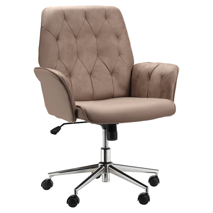 ErgoComfort Micro Fibre Chair - Mid-Back, Adjustable Seat and Arms, Home Office Desk Chair - Ideal for Computer Work, Comfort Seating in Brown