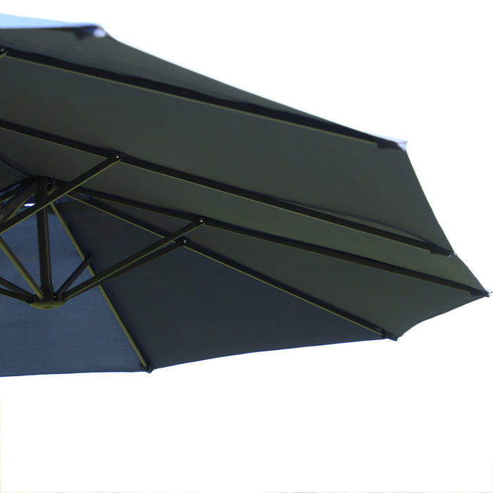 Double-Sided 4.6m Garden Parasol - Blue Outdoor Sun Umbrella with Patio Market Canopy Shade - Ideal for UV Protection and Family Gatherings (Base Not Included)