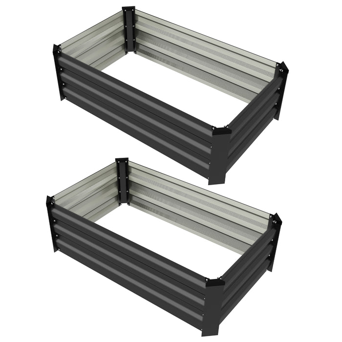 Galvanized Raised Garden Beds Set of 2 - Outdoor Elevated Planter Box for Easy Assembly - Ideal for Growing Flowers, Herbs, and Vegetables in Grey