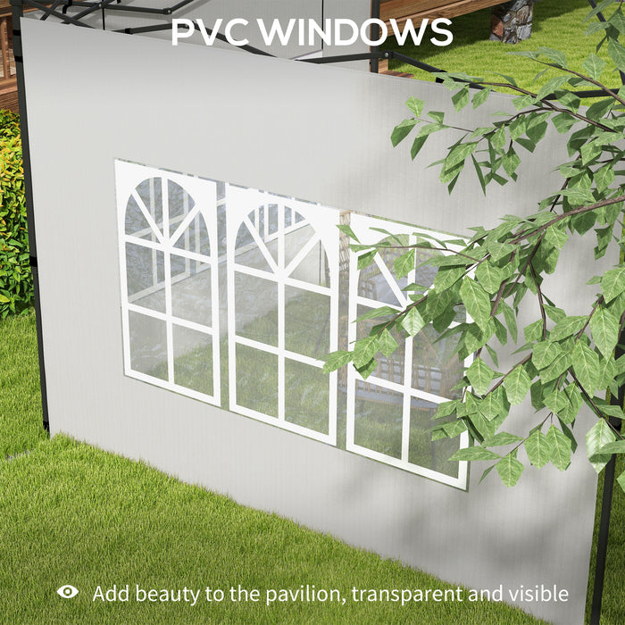 Gazebo Side Panel Replacements with Windows - Fits 3x3m & 3x6m Canopies, 2-Pack in White - Enhances Privacy & Protection for Outdoor Events