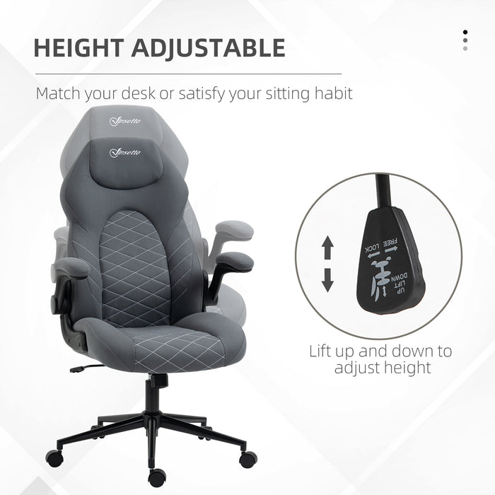 Ergonomic Home Office Desk Chair - Computer Chair with Flip-Up Armrests, Swivel Seat, Tilt Function in Dark Grey - Ideal for Comfortable Work From Home Setup