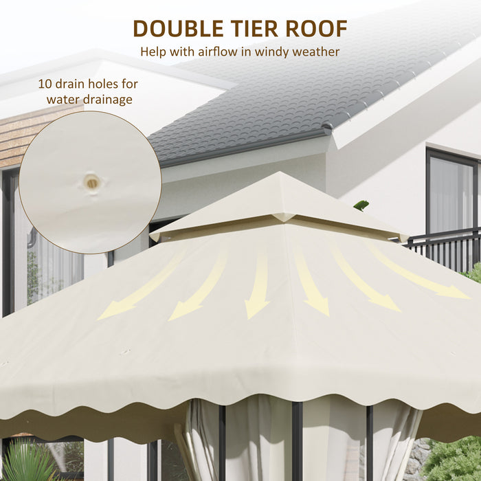 3x3m Gazebo Canopy Replacement - Cream White, 2-Tier Roof Top Cover - Ideal for Outdoor Patio Shelter Refurbishment