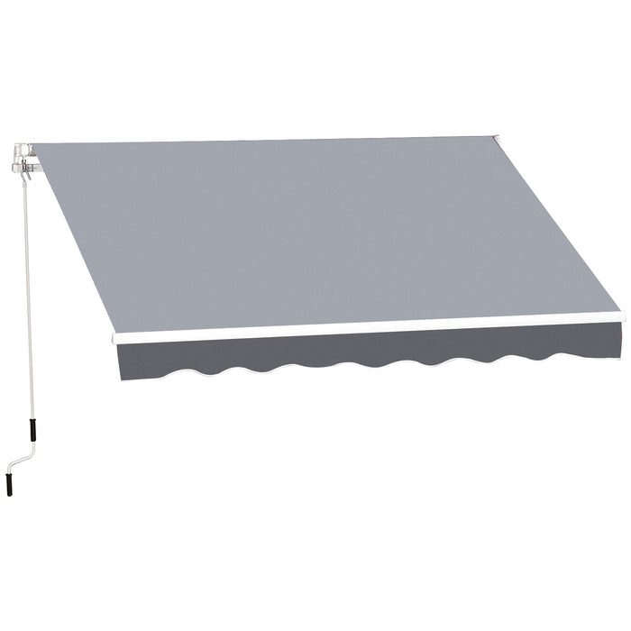 Manual Retractable Garden Awning - 2.5m x 2m Grey Sun Shade Shelter with Winding Handle - Ideal for Patio Protection and Outdoor Relaxation