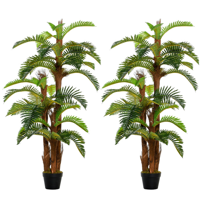 Tropical Palm Artificial Plant Duo - 150cm Lifelike Green Faux Palms with Pots for Indoor/Outdoor Decor - Easy-Care Home and Office Greenery