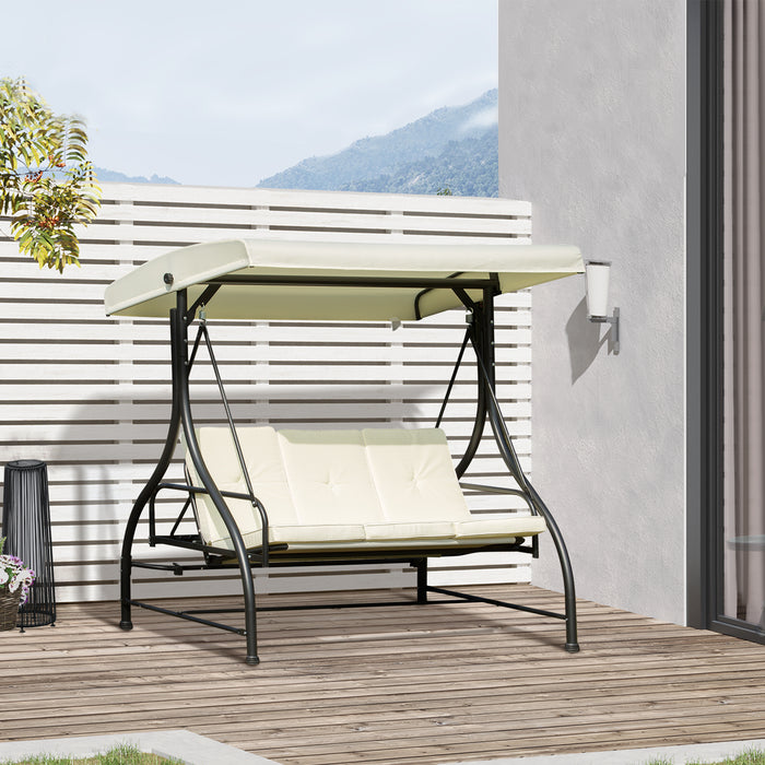 Beige/Black Swing Chair - 185x125x173 cm Comfortable Outdoor Furniture - Perfect for Patio Relaxation or Garden Lounging