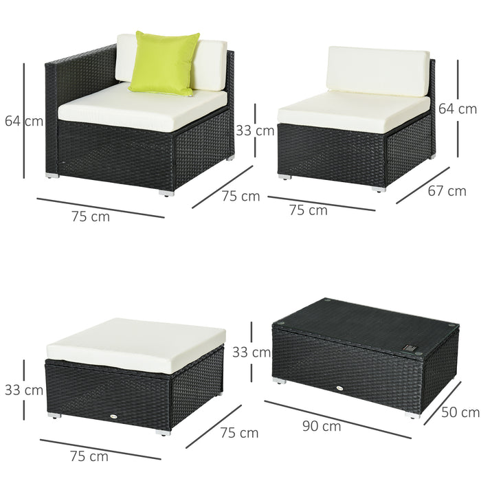 4-Seater Garden Rattan Sofa Set - Outdoor Patio Furniture with Metal Frame and Coffee Table Combo - Perfect for Family Lounge and Yard Comfort