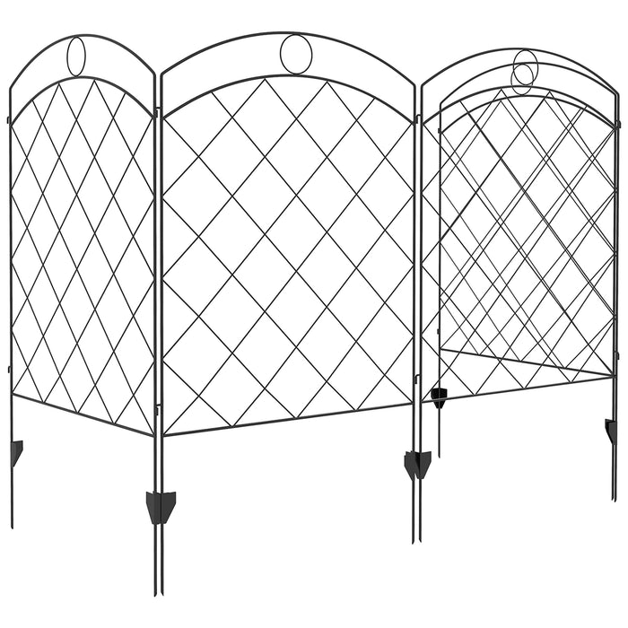 Steel Outdoor Picket Fence Panels - 4-Piece Decorative Metal Barrier - Enhance Garden, Lawn & Patio Security in Style