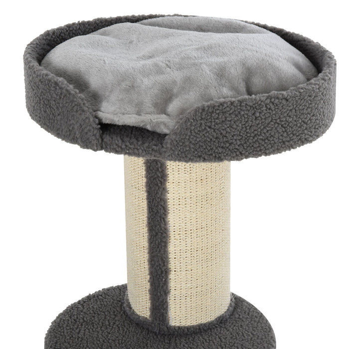 Cat Tree with Sisal Scratching Post - 81cm Kitten Activity Center with Climbing Frame & Large Platform - Cozy Lamb Cashmere Perch for Cats, Grey