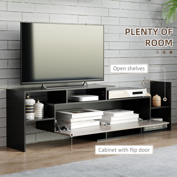 Modern Wall-Mounted Entertainment Center - Storage-Friendly TV Stand with Cabinet and Shelf, Holds Up to 65" TVs - Stylish Living Room or Bedroom Décor in Black and Dark Brown