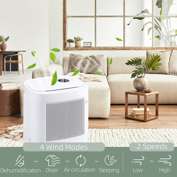 2200ML 10L/Day Portable Dehumidifier - Electric Air Moisture Removal with Quiet Operation and WiFi Smart App Control - Ideal for Home Laundry and Basement Spaces