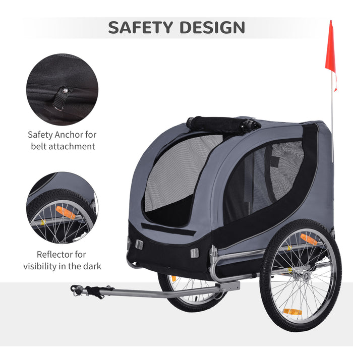 Steel Pet Bicycle Trailer - Water-Resistant Dog Cart Carrier with Travel Kit - Ideal for Grey and Black Bike Adventures with Your Pup