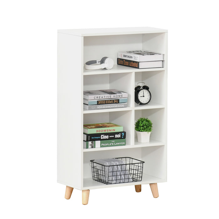 Modern White Bookshelf - Contemporary Display Cabinet with Cube Storage - Ideal for Home Office and Living Room Organization