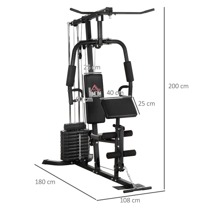 Multi-Exercise Gym Station with 45kg Integrated Weights - Full-Body Workout Home Fitness Equipment - Ideal for Strength Training and Muscle Building