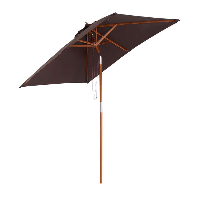 Extra Large Bamboo Garden Parasol - 2m x 1.5m Sun Umbrella with Tilt Mechanism and Fir Wooden Pole - Ideal for Patio and Outdoor Backyard Shade