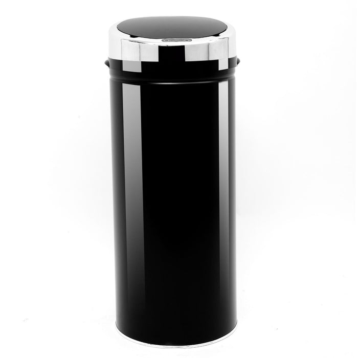 42L Stainless Steel Sensor Trash Can - Hands-Free Garbage Disposal with Bucket, Black - Ideal for Hygienic Waste Management in Home or Office