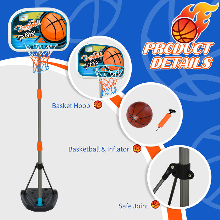 Kids' Adjustable Aluminum Basketball Hoop Stand - Includes Height Customization & Ball - Perfect for Young Athletes & Outdoor Play