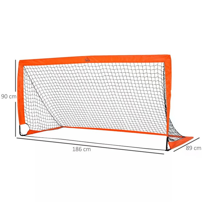 Folding Football Goal with Tetoron Mesh Net - Durable Outdoor Soccer Net in Vibrant Orange - Perfect for Backyard Practice and Recreational Play