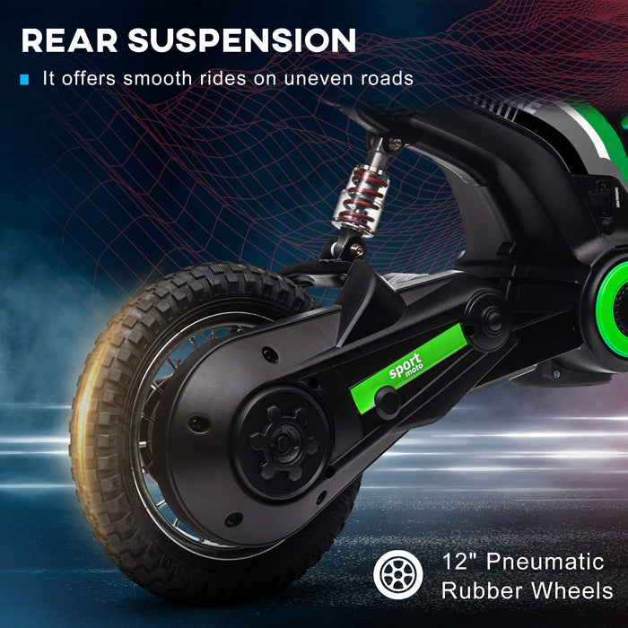 Electric Motorbike - 24V Power, Twist Grip Throttle, 12-Inch Air-Filled Tires, Music Horn, Up to 16 Km/h - Ideal for Adventurous Kids